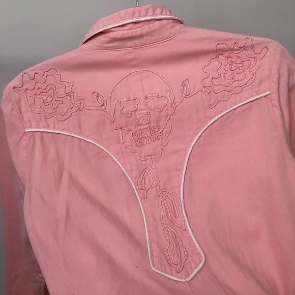 Blue Tattoo | Pink Skull Long Sleeve Button Down - Picture 7 of 8
